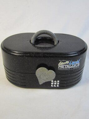 Caboodles Liquid Metallics Black Glitter Plastic Makeup Case w/ Mirror #2615